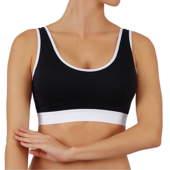 NWT Criss Cross Back High Impact Sports Bra Black & White Size S - Picture 2 of 9